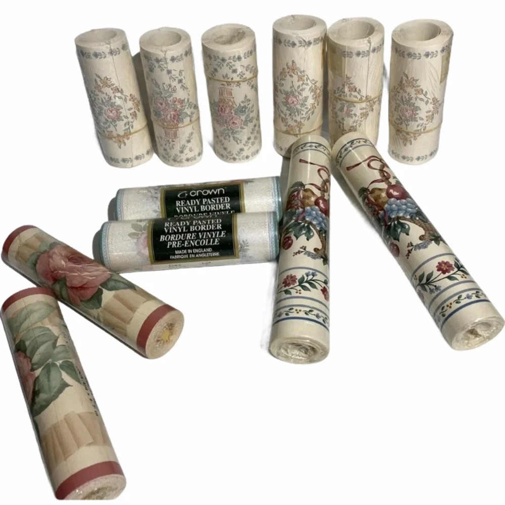 Wall Borders Rose Floral Ivy Fruit Basket Art Home Decor Set Bundle Lot 12 Pc